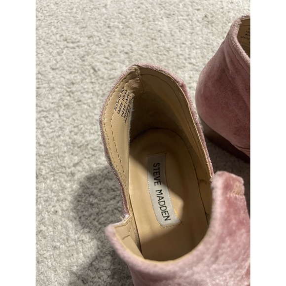 Steve Madden Pink Velvet Ankle Booties - Picture 9 of 11